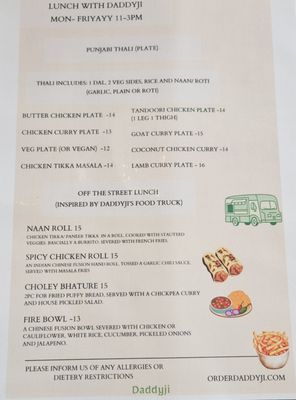 Menu photo 1 Daddy Ji Finest Indian Cuisine Claremont, CA