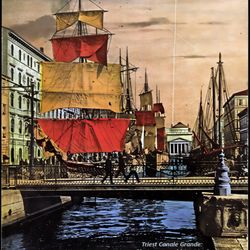 Canale Grande - Canale Grande of Trieste as Photo on an old postcard: boats could come directly to the city center to unload their goods.