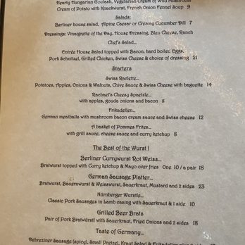 Alpine Chef Restaurant - Menu - German Near Me - Fredericksburg, Virginia