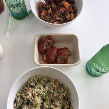 Upbeet - (Bottom) Guac it out bowl: $12.45, substitute for chicken with vegan, gluten and soy free meatballs. - Salad Near Me - Atlanta, Georgia