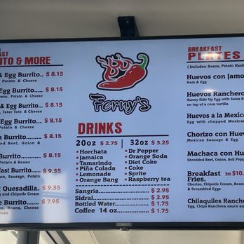 Ferny's Mexican Grill - Menu - Mexican Near Me - Santee, California