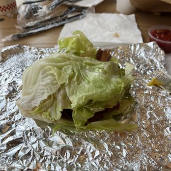 Five Guys - The lettuce wrap - not bad at all - Burgers Near Me - Burlington, North Carolina