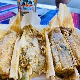 Tamales unwrapped! Chicken, left ($1.93/ea), asparagus/pepperjack, middle($2.39), pork, right ($1.93/ea)