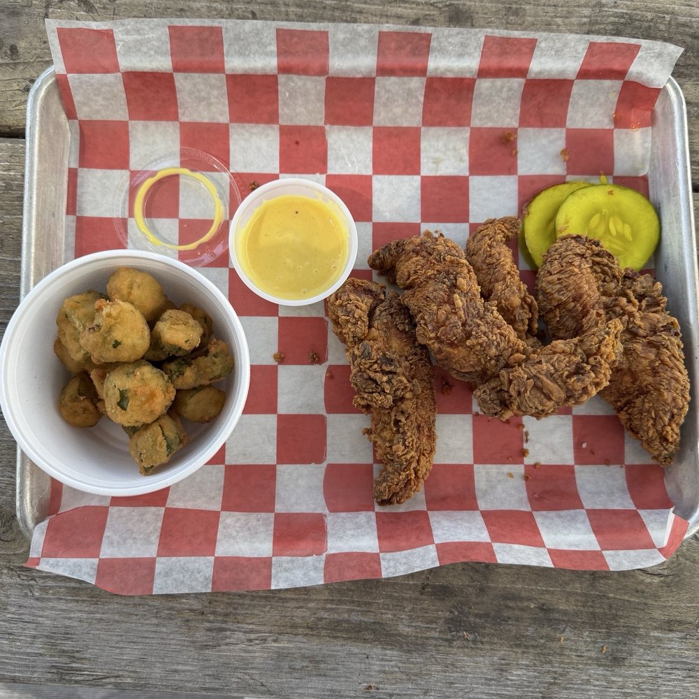 The Standard - Chicken tenders with fried okra side - Beer Gardens Near Me - Norman, Oklahoma