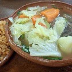 Yolis Mexican Restaurant - Caldo de Res with fresh made corn tortillas