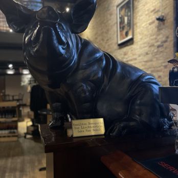 Black Pig - Pig statue - Comfort Food Near Me - Sheboygan, Wisconsin