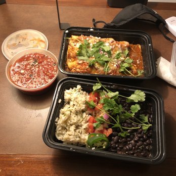 Perro Salado - veggie enchiladas. rice and Black Beans And Mexican Red Rice. Chips & Salsa - Tacos Near Me - Newport, Rhode Island