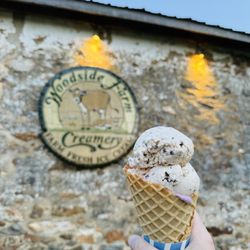 Woodside Farm Creamery - Chocolate chip peanut butter jelly swirl (ontop), chocolate chip cookie dough (middle), blackberry chip (bottom - barely visible)