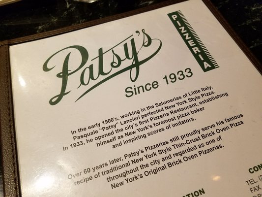 Menu photo 8 Patsy's Pizzeria New York, NY