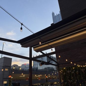 Okane Sushi - Roof cover retracted on a beautiful summer evening on the roof patio - Sushi Bars Near Me - Pittsburgh, Pennsylvania Okane Sushi - Roof cover retracted on a beautiful summer evening on the roof patio - Sushi Bars Near Me - Pittsburgh, Pennsylvania