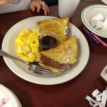 Eggs N Things - Children's French toast with scramble eggs and bacon. A lot of food for a kids meal! Very good French toast. - Breakfast & Brunch Near Me - Ventura, California