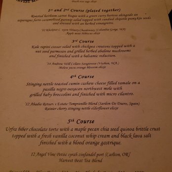 Harvest Beat - 5-Course Menu - Vegetarian Near Me - Seattle, Washington Harvest Beat - 5-Course Menu - Vegetarian Near Me - Seattle, Washington