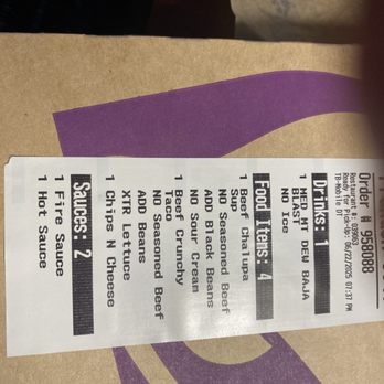 Taco Bell - Order showing replacing beef with beans !! - Fast Food Near Me - Somerset, New Jersey Taco Bell - Order showing replacing beef with beans !! - Fast Food Near Me - Somerset, New Jersey