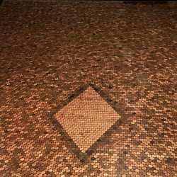 St. Johnsbury Distillery - Bathroom floor made of pennies