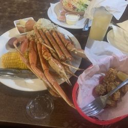 Santee Steak & Seafood - Crab legs, corn, sausage,fried oysters house salad and Drink!