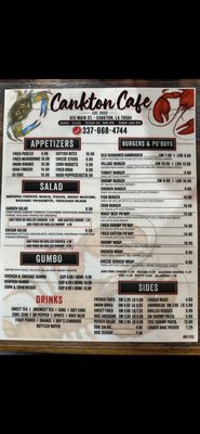 Menu photo 1 Cankton Cafe Cankton, LA Menu photo 1 Cankton Cafe Cankton, LA