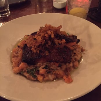 The Block - magic in my mouth. Salmon over crab & roasted veges in couscous. Plus a little bite due to a jalapeño added to the sauce. Delish - New American Near Me - Webster Groves, Missouri The Block - magic in my mouth. Salmon over crab & roasted veges in couscous. Plus a little bite due to a jalapeño added to the sauce. Delish - New American Near Me - Webster Groves, Missouri
