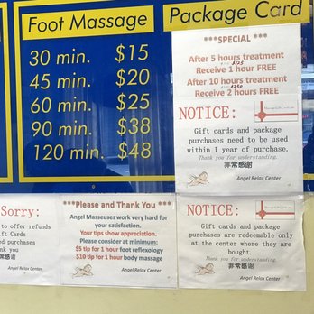 Angel Massage Center - Their menu choose the 1 hr it's worth it - Massage Near Me - Stockton, California