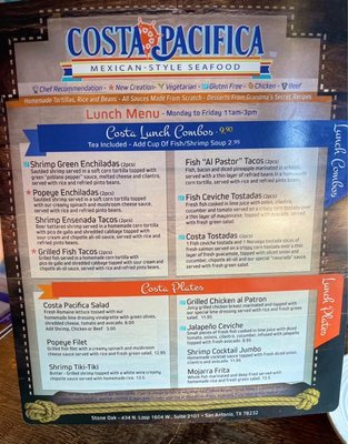 Menu photo 8 Costa Pacifica San Antonio, TX