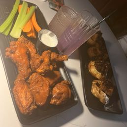Chicken and Waffles. Buffalo wings. Chicken and Waffles. Buffalo wings.