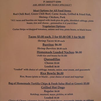 The Beach House - Simple menu - Mexican Near Me - Phoenix, Arizona