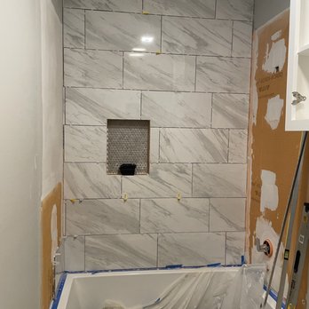Check Handyman Services - Bathroom install. Tile in progress - Handyman Near Me