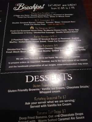 Menu photo 1 Barley Mow Ottawa, ON