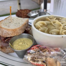 Mensch's Deli - Half pastrami sandwich half Matza ball soup