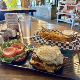 The foodie burger and smoked garlic fries. The foodie burger and smoked garlic fries.