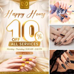 Milano Nail Spa Northpark - !
Enjoy 10% OFF All Services!
From Monday to Thursday | 9:00 AM - 2:00 PM
Valid unt
