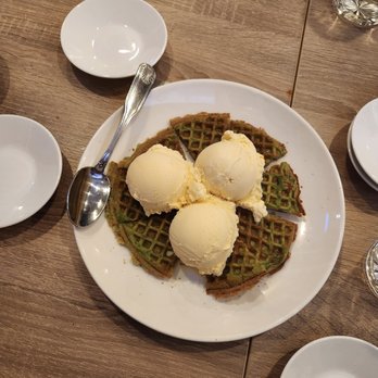 Thaibodia Bistro - Milpitas - Pandan green waffle with ice cream - Thai Near Me - Milpitas, California Thaibodia Bistro - Milpitas - Pandan green waffle with ice cream - Thai Near Me - Milpitas, California