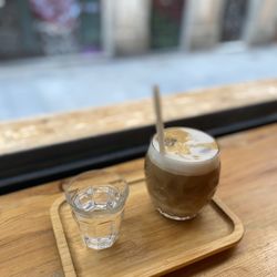Departure Coffee Co. - Iced latte. Best I've found in the city. This place is awesome and has free wifi
