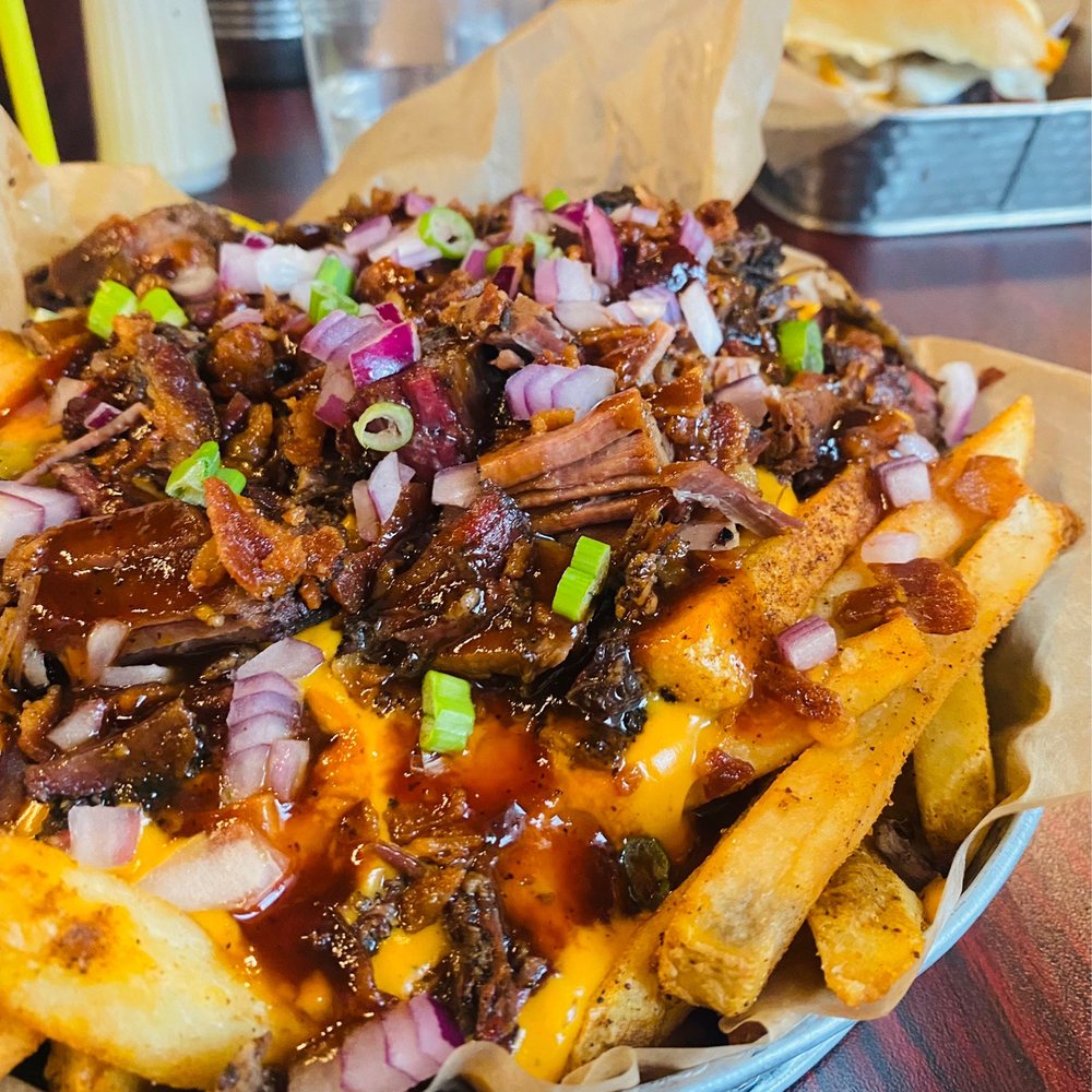 Tsg Bbq - Fries with brisket! Loaded with cheese sauce and red onions, and fries! Couldn't finish all. Served as dinner and lunch the next day! - Barbeque Near Me - Elma, New York Tsg Bbq - Fries with brisket! Loaded with cheese sauce and red onions, and fries! Couldn't finish all. Served as dinner and lunch the next day! - Barbeque Near Me - Elma, New York