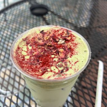 Cajé Coffee Roasters - Iced Rose matcha latte - Coffee & Tea Near Me - Santa Barbara, California Cajé Coffee Roasters - Iced Rose matcha latte - Coffee & Tea Near Me - Santa Barbara, California