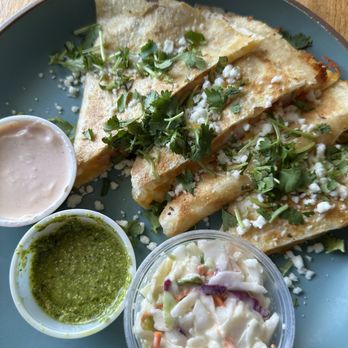 The Deck - Shrimp quesadilla and Cole slaw - New American Near Me - Tybee Island, Georgia The Deck - Shrimp quesadilla and Cole slaw - New American Near Me - Tybee Island, Georgia