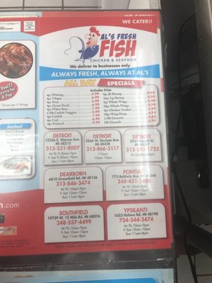 Menu photo 1 Al's Fresh Fish & Chicken Ypsilanti, MI Menu photo 1 Al's Fresh Fish & Chicken Ypsilanti, MI