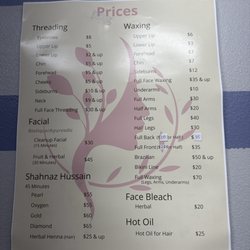 Diva Threading & Skincare - List of service