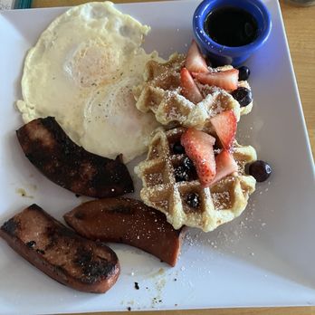 Van Gogh's Eeterie - Liege waffles. Get the sausage!!! - Breakfast & Brunch Near Me - Springfield, Missouri