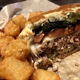 Olive burger & tots