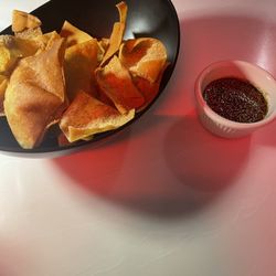 Pita chips and a thyme/oil/sesame dip