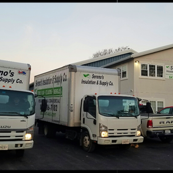 Serenos Insulation & Supply - three trucks parked in front of a building - General Contractors Near Me - Round Lake Park, Illinois Serenos Insulation & Supply - three trucks parked in front of a building - General Contractors Near Me - Round Lake Park, Illinois