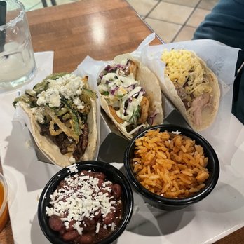 Cocina Madrigal - From left to right: beef tenderloin, shrimp and chicken tacos - Tacos Near Me - Phoenix, Arizona