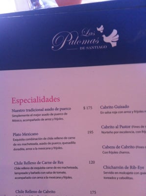 Menu photo 2 Las Palomas de Santiago Santiago, NLE Menu photo 2 Las Palomas de Santiago Santiago, NLE