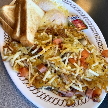 Waffle House - 2 OE eggs, toast w/ no butter, and hashbrowns- chunked, diced, and capped. - Breakfast & Brunch Near Me - Cordova, Tennessee Waffle House - 2 OE eggs, toast w/ no butter, and hashbrowns- chunked, diced, and capped. - Breakfast & Brunch Near Me - Cordova, Tennessee