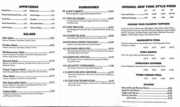 Menu photo 2 Manhattan Pizzeria and Subshop Phoenix, AZ
