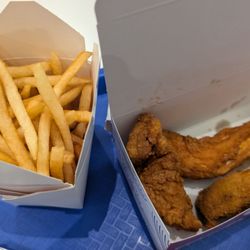 Chicken tenders and fries.$12
