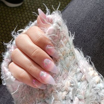 QQ Salon - clear pink with iridescent glitter - Hair Salons Near Me - Norwalk, California QQ Salon - clear pink with iridescent glitter - Hair Salons Near Me - Norwalk, California