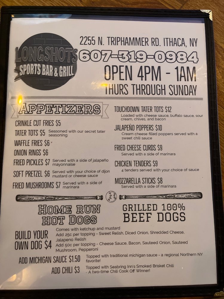 LONGSHOTS SPORTS BAR & GRILL 2255 N Triphammer Rd, Ithaca, New York Sports Bars Restaurant