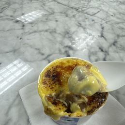 Creme brulee with hot cocoa soft serve