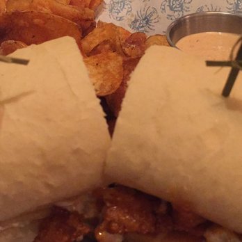 Peacemaker Lobster and Crab - Buffalo Crawfish Poorboy: Celery slaw, ranch & bleu cheese. Chips with remoulade. - Seafood Near Me - Tulsa, Oklahoma Peacemaker Lobster and Crab - Buffalo Crawfish Poorboy: Celery slaw, ranch & bleu cheese. Chips with remoulade. - Seafood Near Me - Tulsa, Oklahoma